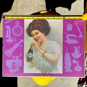 Vintage framed Coca Cola advertising. Circa 1909 “Calendar Girl”.